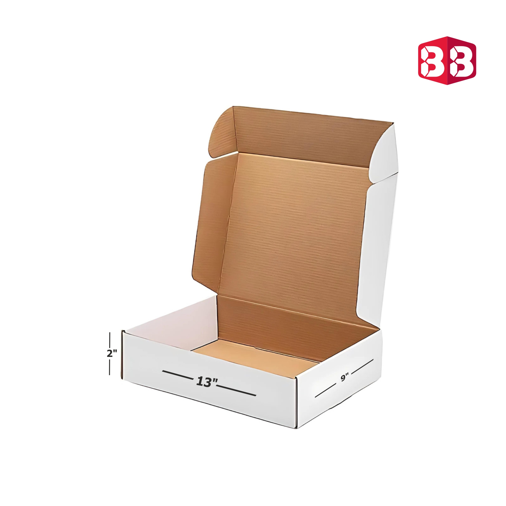 Box Brother 3 ply White Flap Box Size 13X9X2 inches, Shipping Box